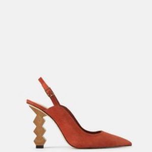 Zara leather slingback geometric heels